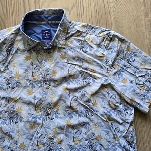 Johnnie-O Chipley Performance Short Sleeve Button Down Shirt Gulf Blue Mens Lg